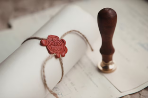 Sealed scroll with wax stamp