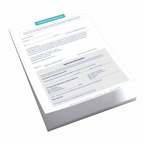 California Acknowledgment Form